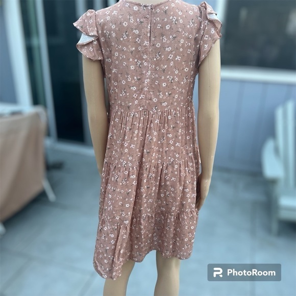 Ditsy print light brown mini dress - Picture 2 of 10